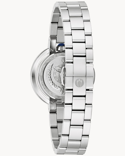 BULOVA PINK MOTHER OF PEARL DIAL SILVER TONE SS RUBAIYAT 96L338 (W)