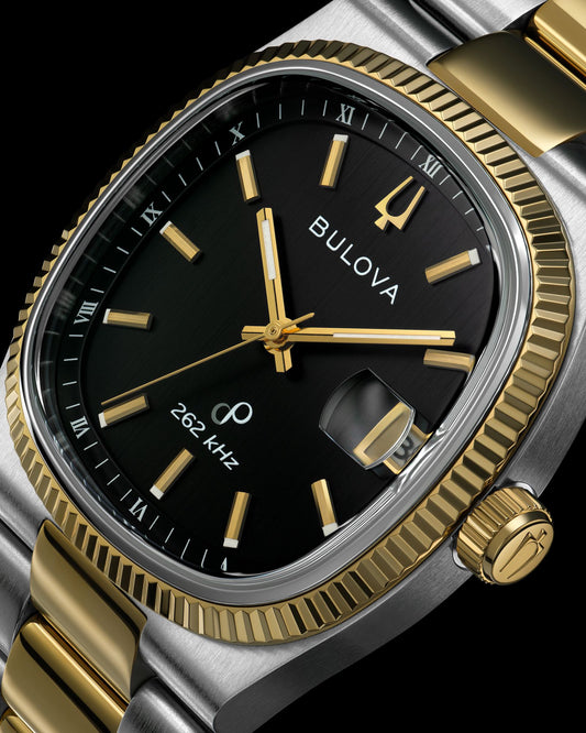 BULOVA BLACK DIAL GOLD AND SILVER TONE SS SUPER SEVILLE HPQ PRECISIONIST 98B458 (M)