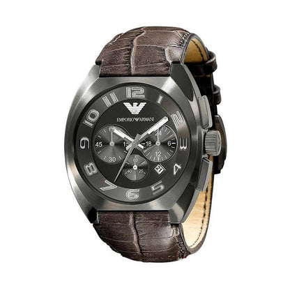 EMPORIO ARMANI BROWN COWHIDE MEN'S WATCH