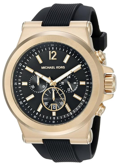 MICHAEL KORS MENS DYLAN QUARTZ S. STEEL BLACK SILICONE MK8445 (M)