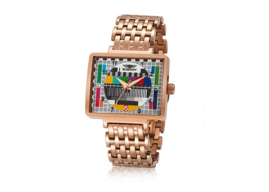 BOBROFF GOLD STAINLESS STEEL SQUARE SHAPED DAIL WATCH