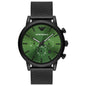EMPORIO ARMANI BLACK AND GREEN STEEL CHRONOGRAPH WATCH