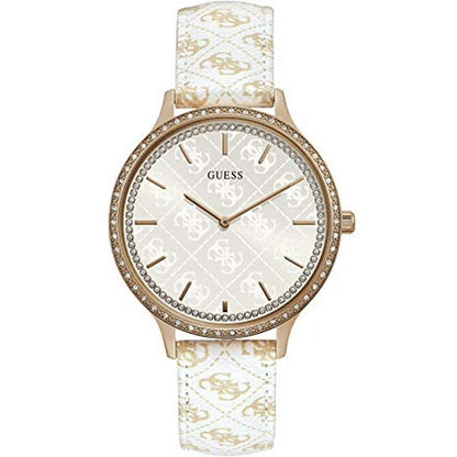 GUESS GOLDEN QUARTZ ANALOG LEATHER WOMEN'S WATCH W1229L3