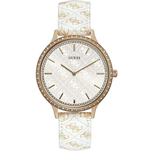 GUESS GOLDEN QUARTZ ANALOG LEATHER WOMEN'S WATCH W1229L3