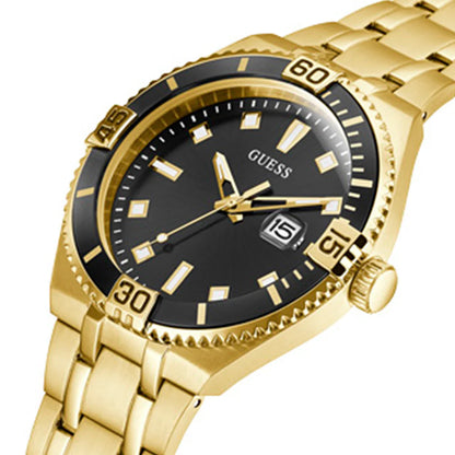 GUESS GOLD-TONE AND BLACK ANALOG WATCH GW0330G2