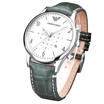 EMPORIO ARMANI GREEN LEATHER MEN'S WATCH