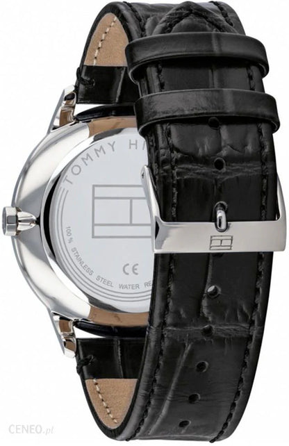 TOMMY HILFIGER QUARTZ LEATHER STRAP BLACK DIAL 1710391 (M)