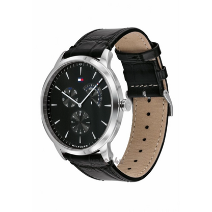 TOMMY HILFIGER QUARTZ LEATHER STRAP BLACK DIAL 1710391 (M)