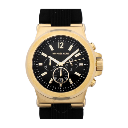 MICHAEL KORS MENS DYLAN QUARTZ S. STEEL BLACK SILICONE MK8445 (M)