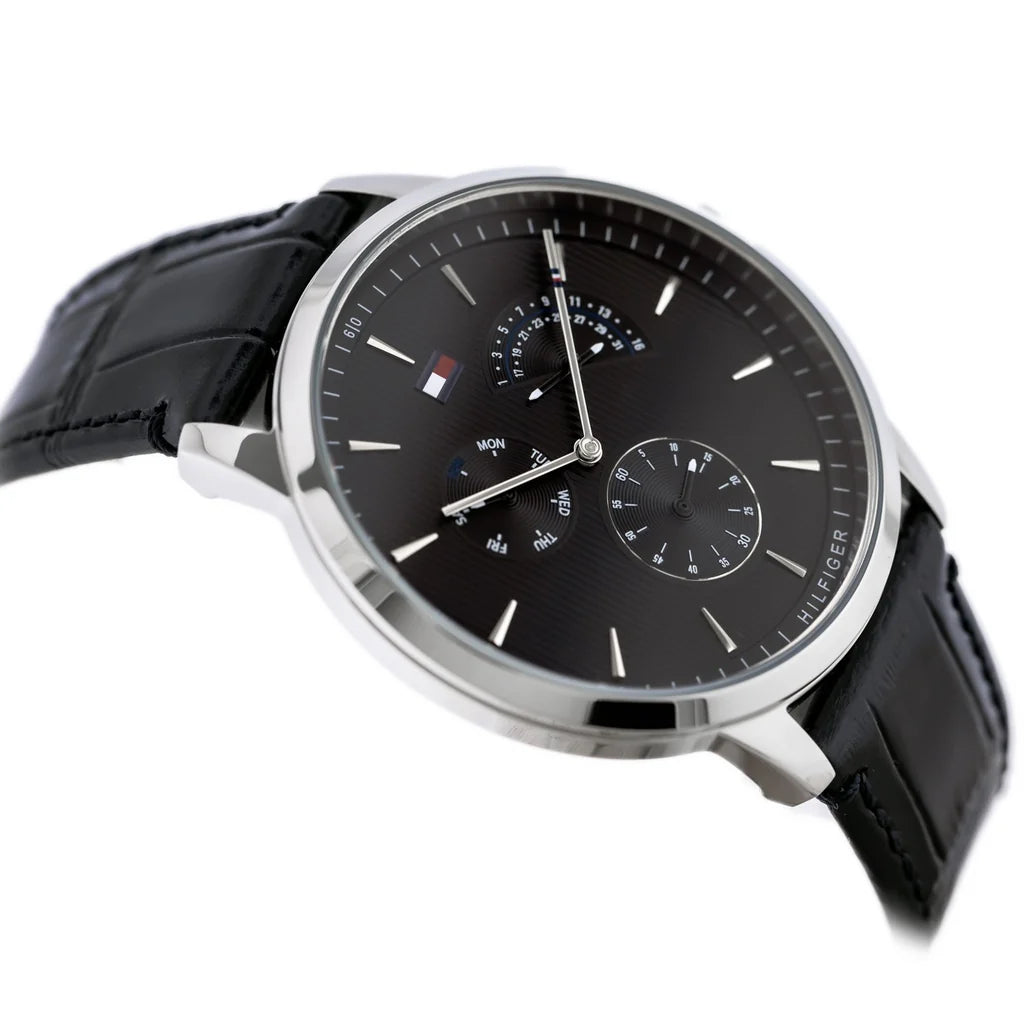 TOMMY HILFIGER QUARTZ LEATHER STRAP BLACK DIAL 1710391 (M)