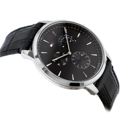 TOMMY HILFIGER QUARTZ LEATHER STRAP BLACK DIAL 1710391 (M)