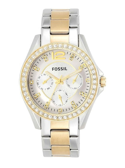 FOSSIL RILEY TWO-TONE CRYSTAL-ACCENTED MULTIFUNCTION WOMEN’S WATCH ES3204 (W)