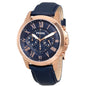 FOSSIL GRANT CHRONOGRAPH NAVY LEATHER WATCH - FS4835