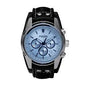 FOSSIL BLUE GLASS CHRONOGRAPH BLACK LEATHER STRAP MEN'S WATCH - CH2564