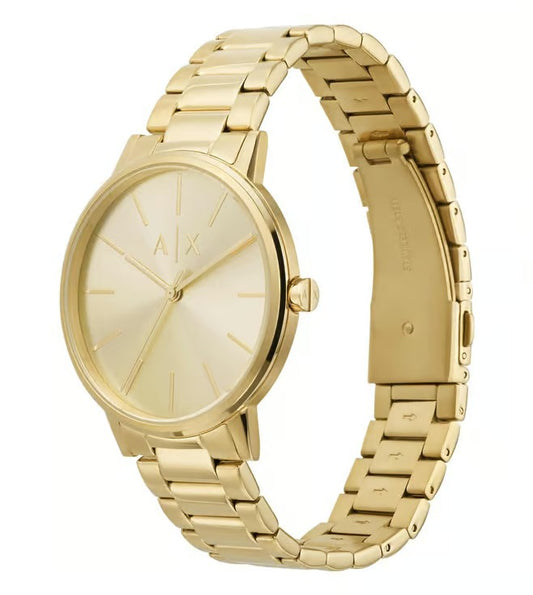 ARMANI EXCHANGE GOLD DIAL GOLD TONE STAINLESS STEEL WATCH GIFT SET AX7144SET (M)