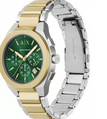 ARMANI EXCHANGE SYNC GREEN DIAL TWO-TONE CHRONOGRAPH WATCH AX4184 (M)