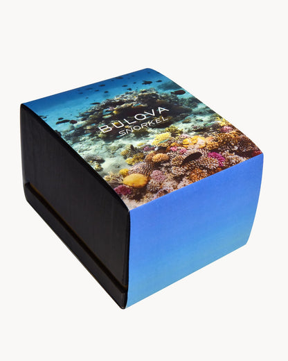 BULOVA WHITE DIAL ORANGE  SNORKEL HYBRID CERAMIC WATCH 98B448 (M)