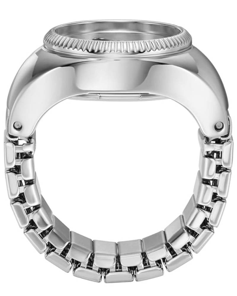 FOSSIL SILVER STAINLESS STEEL WATCH RING, WHITE DIAL ES5245 (W)