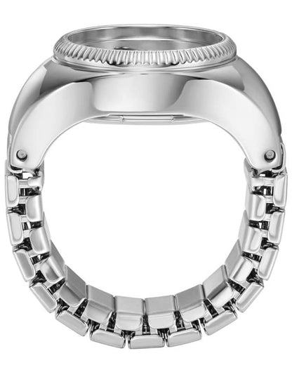 FOSSIL SILVER STAINLESS STEEL WATCH RING, WHITE DIAL ES5245 (W)