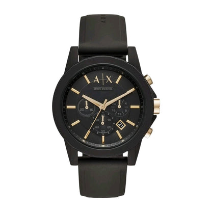 ARMANI EXCHANGE OUTERBANKS BLACK CHRONOGRAPH SILICONE STRAP WATCH AX7105 (M)