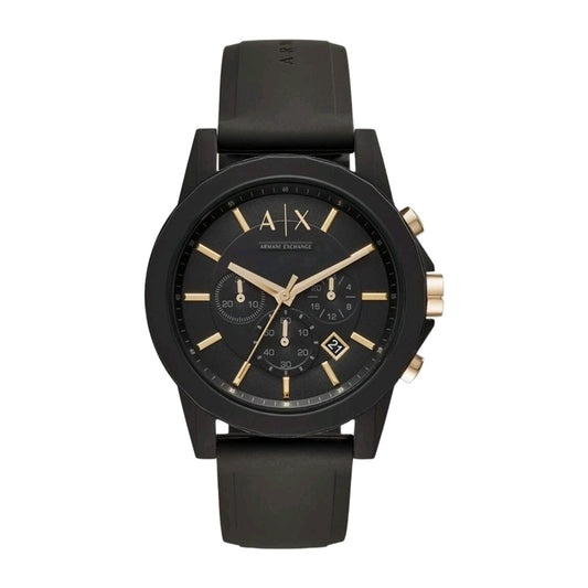 ARMANI EXCHANGE OUTERBANKS BLACK CHRONOGRAPH SILICONE STRAP WATCH AX7105 (M)