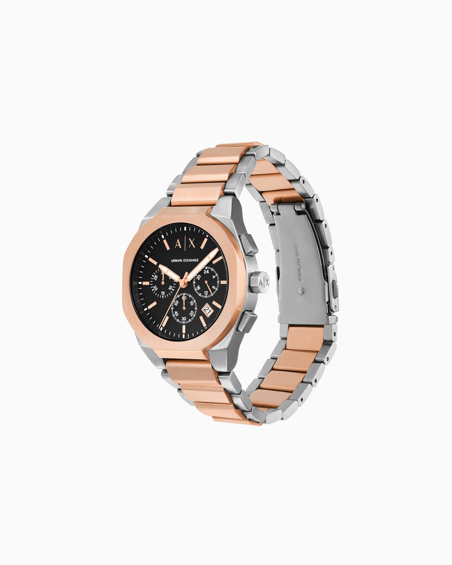 ARMANI EXCHANGE BLACK DIAL TWO-TONE CHRONOGRAPH WATCH AX4181 (M)