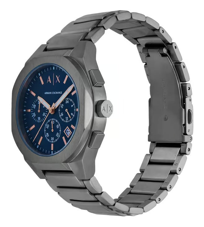 ARMANI EXCHANGE BLUE DIAL GUNMETAL CHRONOGRAPH WATCH AX4182 (M)