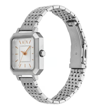 ARMANI EXCHANGE SILVER RECTANGULAR DIAL STAINLESS STEEL WATCH AX5724 (W)