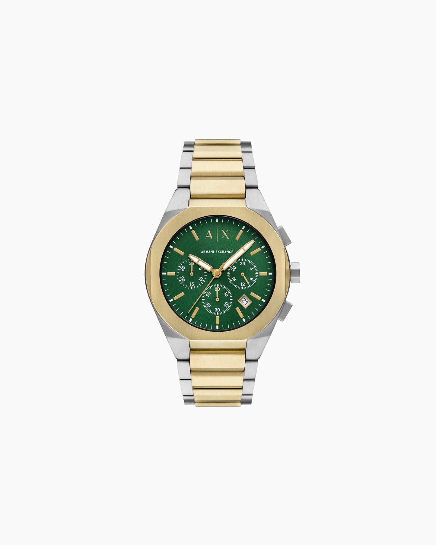 ARMANI EXCHANGE SYNC GREEN DIAL TWO-TONE CHRONOGRAPH WATCH AX4184 (M)