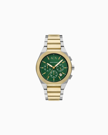ARMANI EXCHANGE SYNC GREEN DIAL TWO-TONE CHRONOGRAPH WATCH AX4184 (M)