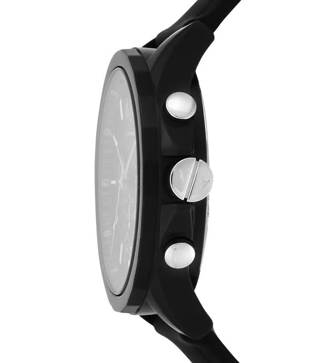 ARMANI EXCHANGE OUTERBANKS BLACK CHRONOGRAPH SILICONE WATCH AX1326 (M)