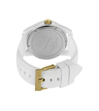 ARMANI EXCHANGE WHITE DIAL WHITE SILICONE STRAP WATCH AX7126 (W)