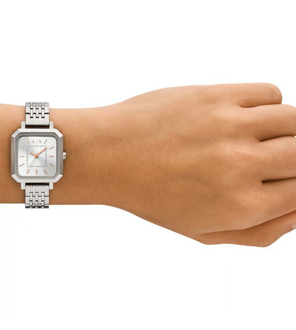 ARMANI EXCHANGE SILVER RECTANGULAR DIAL STAINLESS STEEL WATCH AX5724 (W)