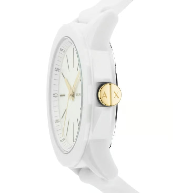 ARMANI EXCHANGE WHITE DIAL WHITE SILICONE STRAP WATCH AX7126 (W)