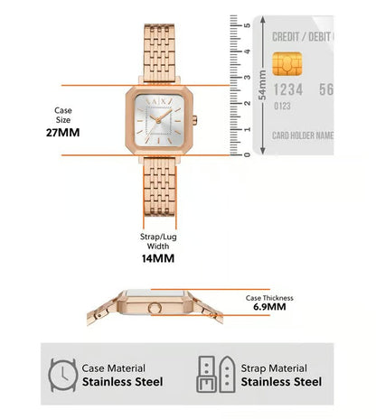 ARMANI EXCHANGE LEILA SILVER DIAL ROSE GOLD TONE WATCH GIFT SET AX7164SET (W)