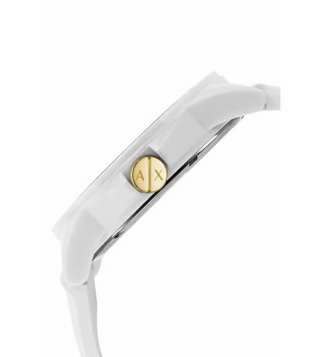 ARMANI EXCHANGE WHITE DIAL WHITE SILICONE STRAP WATCH AX7126 (W)
