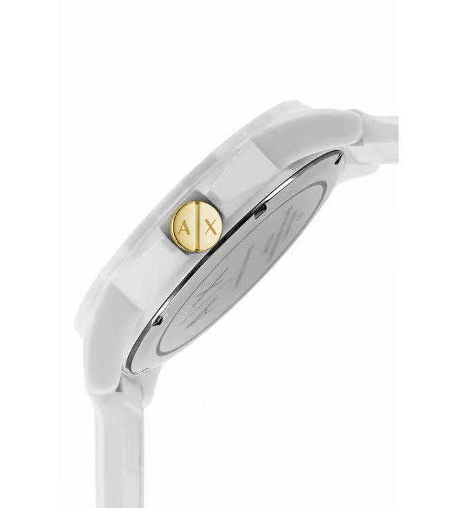 ARMANI EXCHANGE WHITE DIAL WHITE SILICONE STRAP WATCH AX7126 (W)