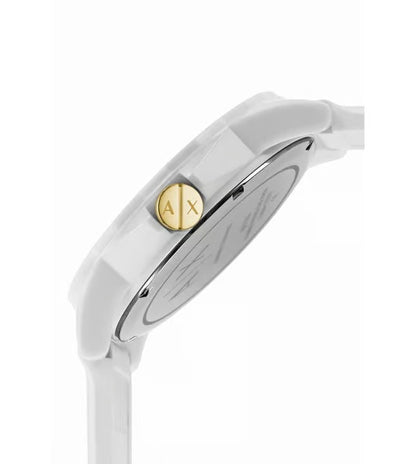 ARMANI EXCHANGE WHITE DIAL WHITE SILICONE STRAP WATCH AX7126 (W)