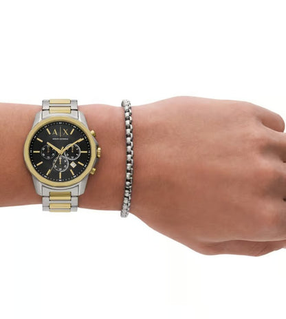 ARMANI EXCHANGE BLACK CHRONOGRAPH TWO-TONE WATCH GIFT SET AX7148SET (M)