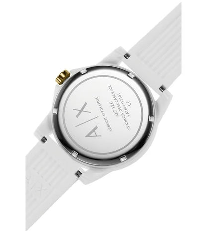 ARMANI EXCHANGE WHITE DIAL WHITE SILICONE STRAP WATCH AX7126 (W)