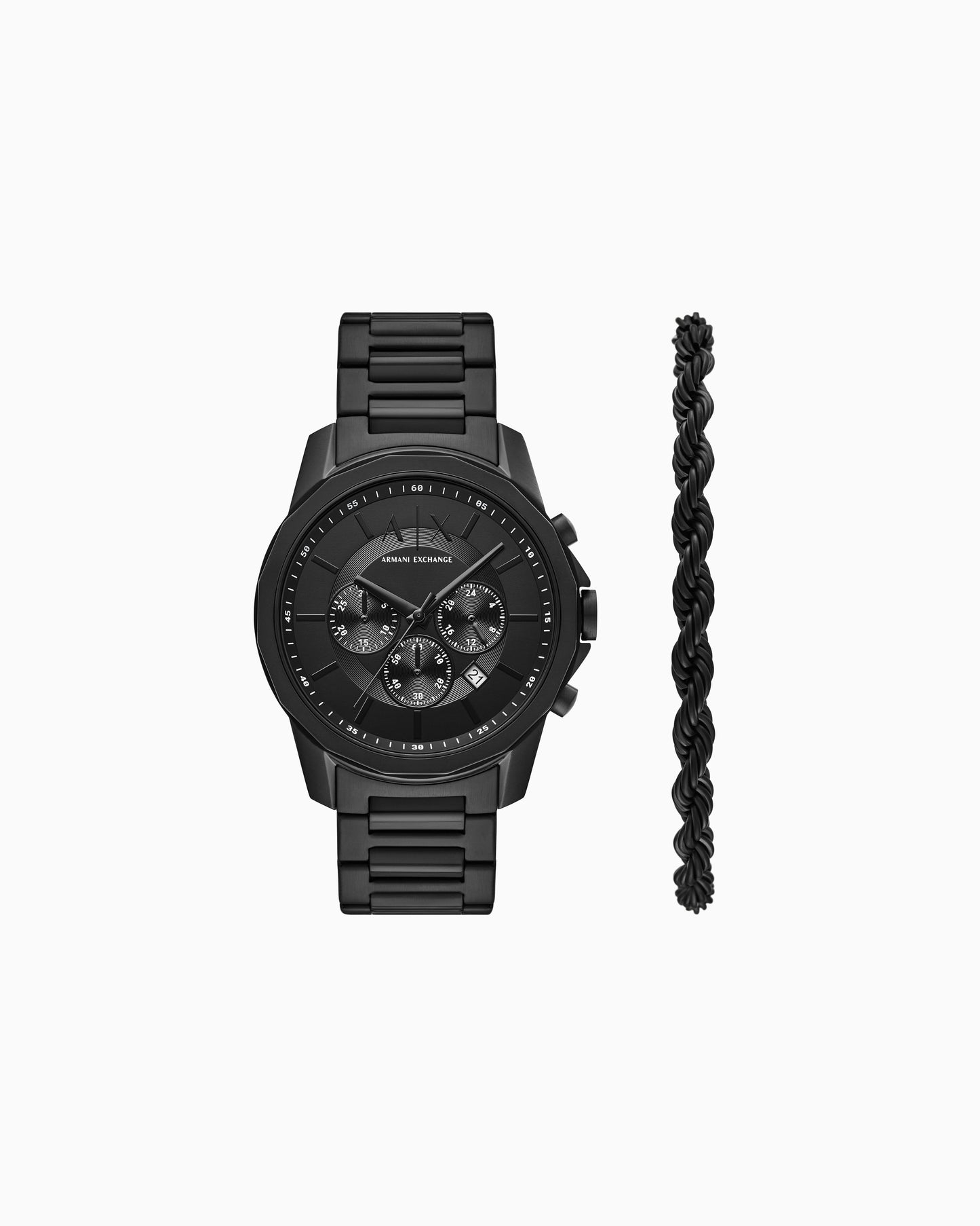 ARMANI EXCHANGE BLACK CHRONOGRAPH STAINLESS STEEL WATCH GIFT SET AX7163SET (M)