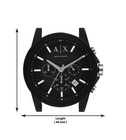 ARMANI EXCHANGE OUTERBANKS BLACK CHRONOGRAPH SILICONE WATCH AX1326 (M)