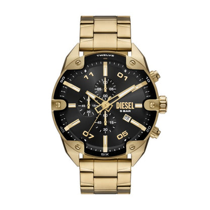 DIESEL SPIKED BLACK DIAL GOLD-TONE CHRONOGRAPH WATCH DZ4678 (M)