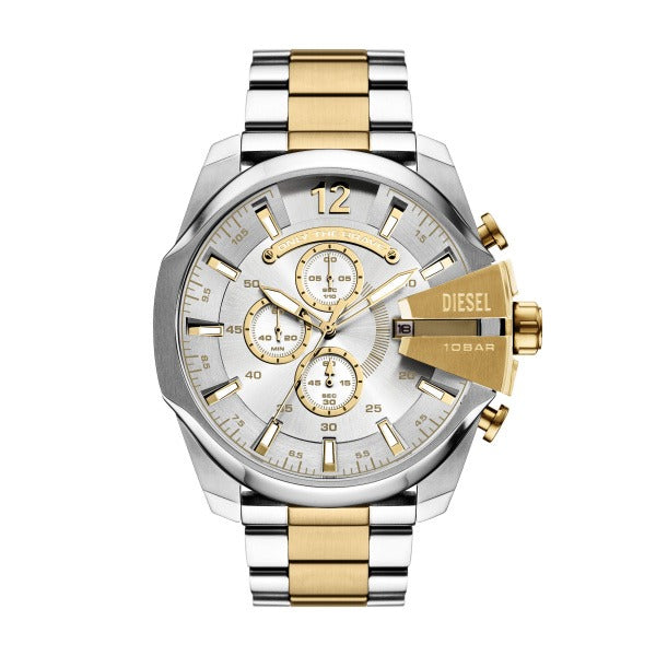 DIESEL MEGA CHIEF SILVER & GOLD TWO-TONE WATCH DZ4701 (M)