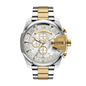 DIESEL MEGA CHIEF SILVER & GOLD TWO-TONE WATCH DZ4701 (M)