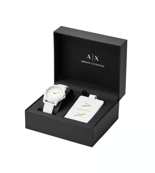 ARMANI EXCHANGE WHITE DIAL WHITE SILICONE STRAP WATCH AX7126 (W)