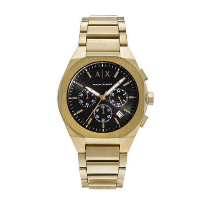 ARMANI EXCHANGE BLACK DIAL GOLD TONE STAINLESS STEEL WATCH AX4180 (M)