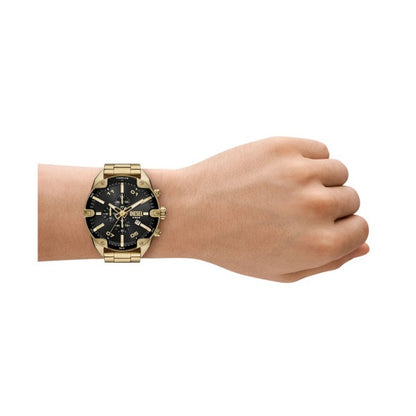 DIESEL SPIKED BLACK DIAL GOLD-TONE CHRONOGRAPH WATCH DZ4678 (M)