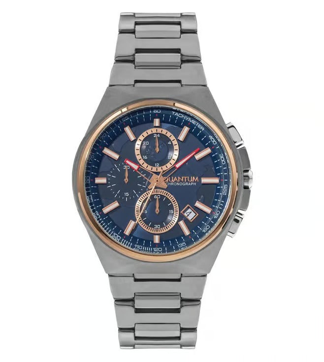 ARMANI EXCHANGE BLUE DIAL GUNMETAL CHRONOGRAPH WATCH AX4182 (M)