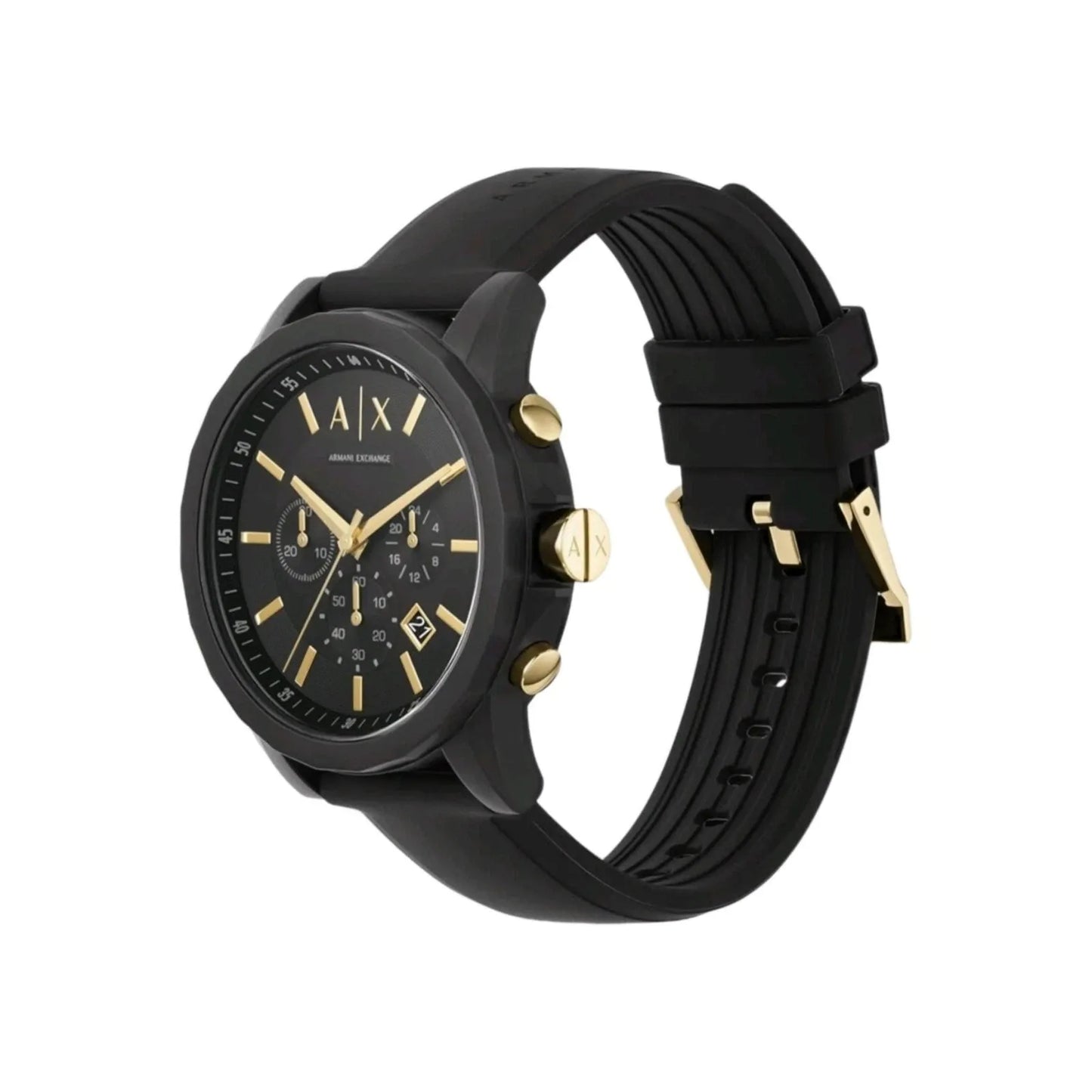 ARMANI EXCHANGE OUTERBANKS BLACK CHRONOGRAPH SILICONE STRAP WATCH AX7105 (M)